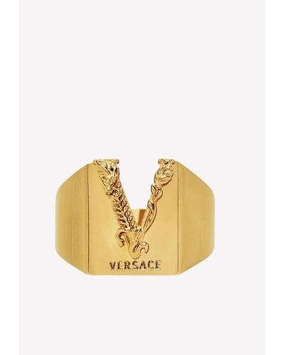 Versace Logo Motif Ring - Metallic