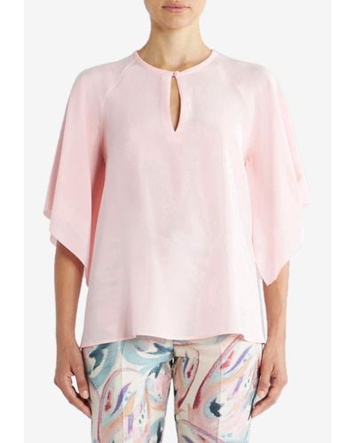 Etro Batwing-Sleeved Silk Top - Red