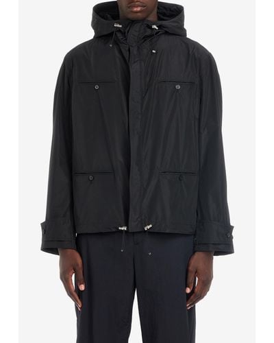Ferragamo Lightweight Jacket With Hood - Black