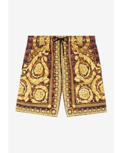 Versace Baroccodile Print Swim Shorts - Multicolour