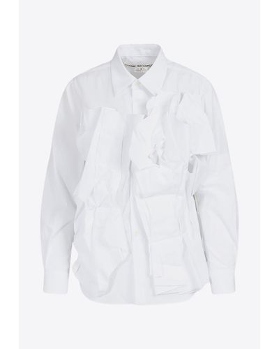 Comme des Garçons Long-Sleeved Ruffle-Applique Shirt - White