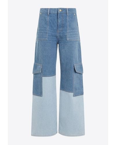 Ganni Angi Wide-Leg Cargo Jeans - Blue