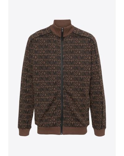 Moschino All-Over Logo Zip-Up Jacket - Brown