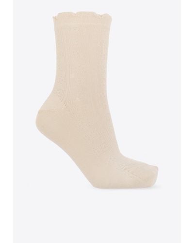 Ganni Egret Short Ruffled Socks - White