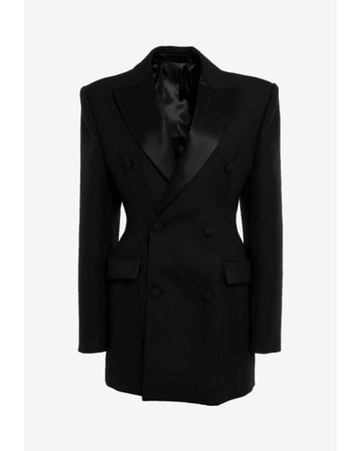 Wardrobe NYC Double-Breasted Wool Blazer Dress - Black