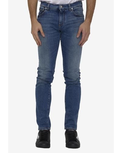 Dolce & Gabbana Washed-Out Skinny Jeans - Blue