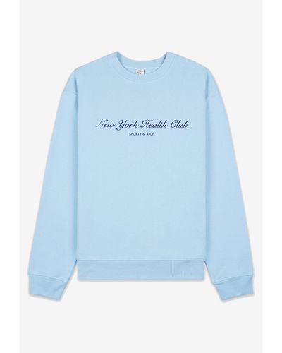 Sporty & Rich Ny Health Club Pullover Sweatshirt - Blue