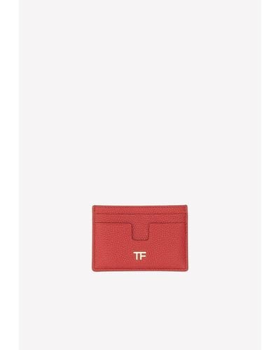 Tom Ford Calf Leather Logo Cardholder - White