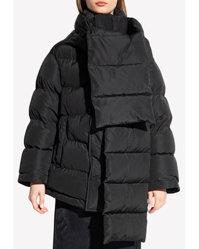 Balenciaga Puffer Jacket With Detachable Scarf - Black
