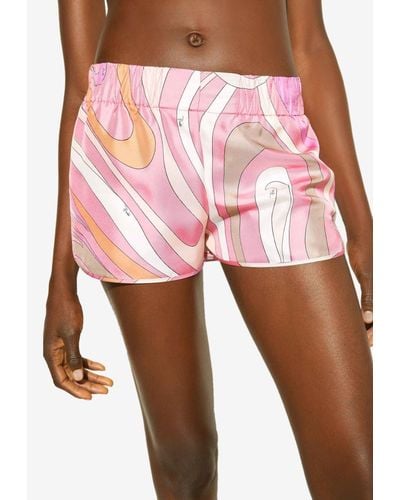 Emilio Pucci Marmo-Print Silk Mini Shorts - Pink
