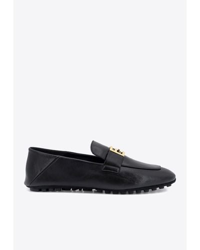 Fendi Baguette Foldable Heel Leather Loafers - Black