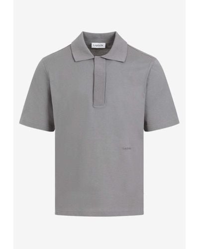Lanvin Logo Short-Sleeved Polo T-Shirt - Grey