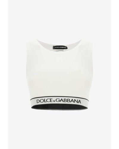 Dolce & Gabbana Logo Cotton Brassiere Top - White