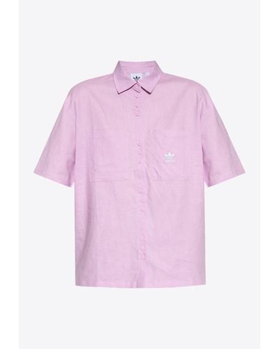 adidas Originals Logo-Detail Short-Sleeved Shirt - Pink