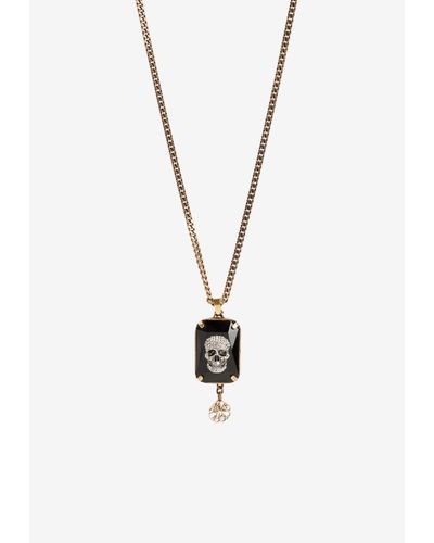 Alexander McQueen Crystal Embellished Skull Necklace - White