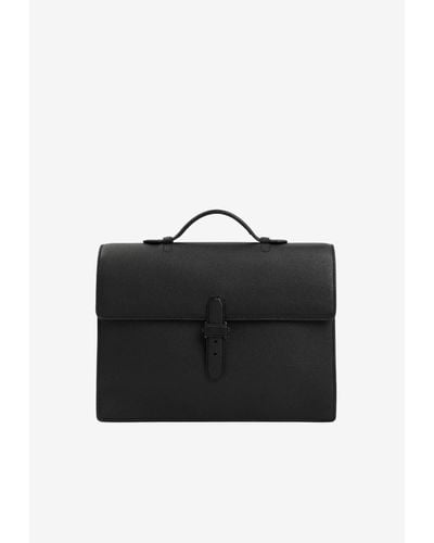 Brioni Briefcase In Grained Leather - Black