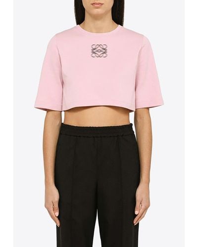 Loewe Blurred Anagram Cropped T-shirt - Pink