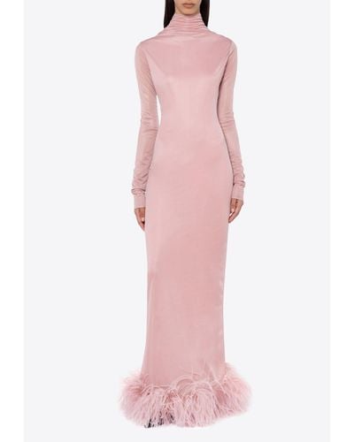 16Arlington Luna Feather Trim Gown - Pink