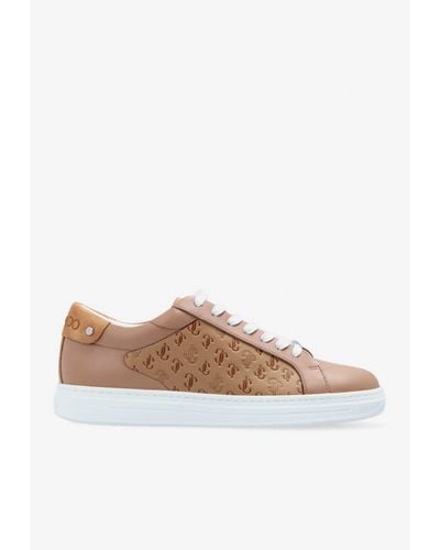 Jimmy Choo Rome Logo Embossed Trainers In Calf Leather - Brown