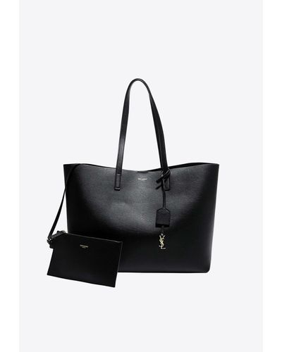 Saint Laurent Large Leather Tote Bag - Black
