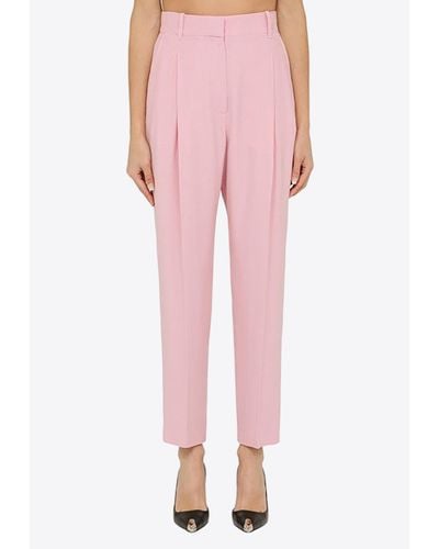 Alexander McQueen High-Waist Pleated Tailored Pants - Pink