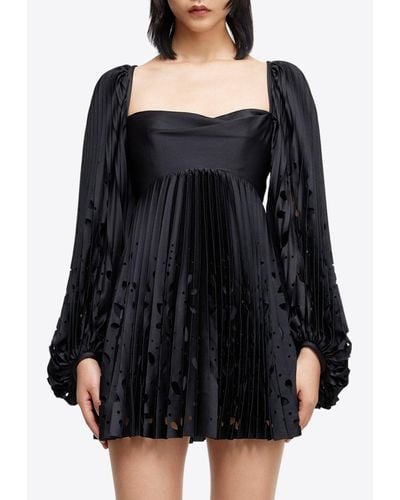 Acler Barlow Plisse Mini Dress - Black
