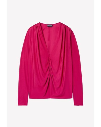 Tom Ford Ruched Jersey Top - Pink