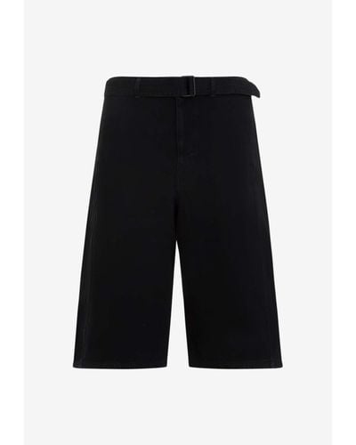 Lemaire Belted Twisted Bermuda Shorts - Black