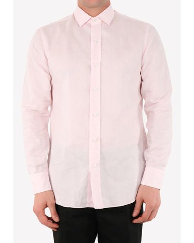 Salvatore Piccolo Open-Collar Buttoned Shirt - Pink