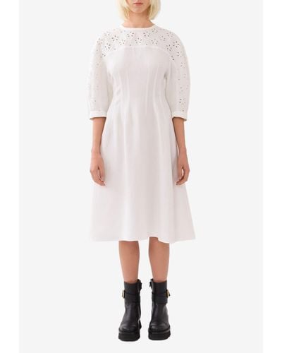Chloé Embroidered Midi Dress - White