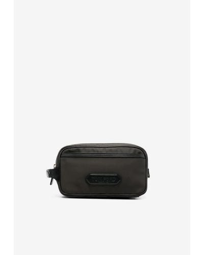 Tom Ford Logo Patch Leather Pouch Bag - Black