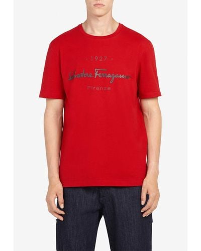 Ferragamo 1927 Signature Logo T-Shirt - Red