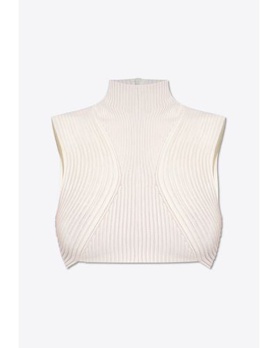 Chloé Paneled Wool Cropped Top - White