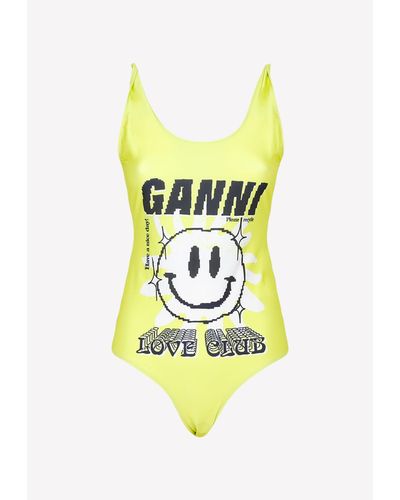 Ganni Love Club One-piece Swimsuit - Yellow