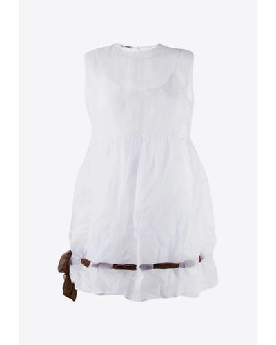 Miu Miu Sleeveless Sheer Mini Dress - White