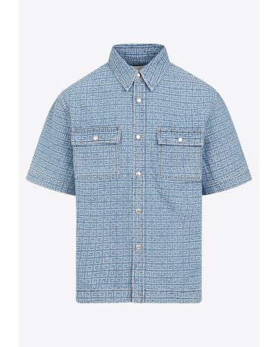Givenchy 4G Pattern Denim Shirt - Blue