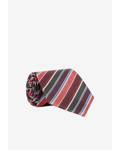 Paul Smith Striped Silk Tie - Red