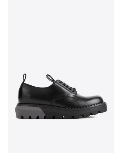Gucci Interlocking G Leather Lace-Up Shoes - Black