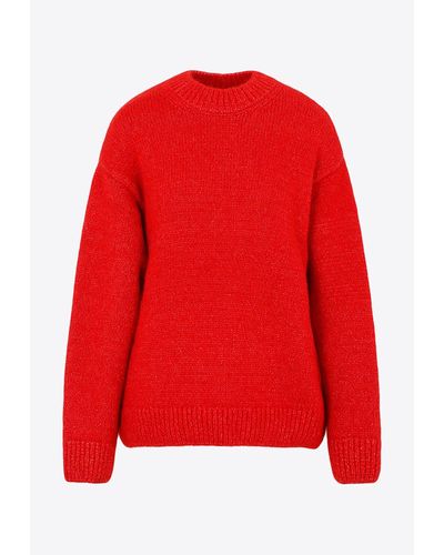 Jacquemus Pavane Logo Jacquard Sweater In Alcapa Blend - Red