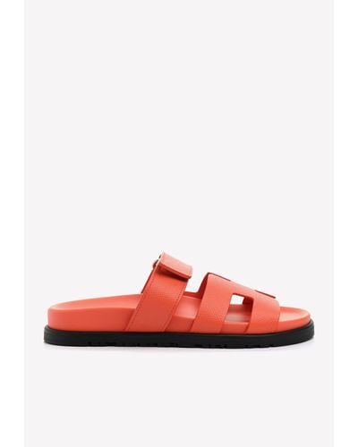 Hermès Chypre Sandals In Calfskin - Red