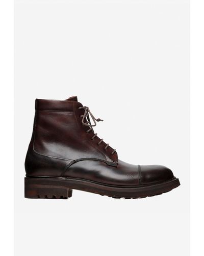Silvano Sassetti St. Mortiz Lace-up Boots In Leather - Brown