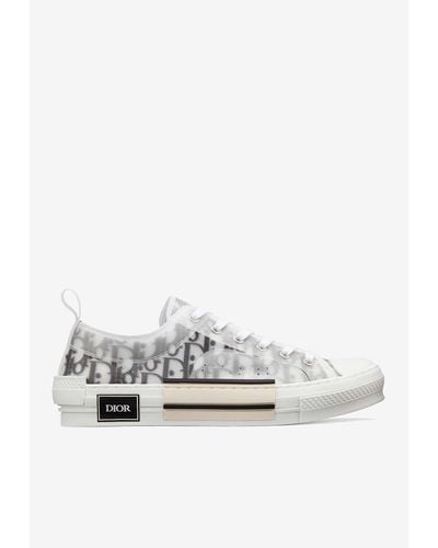 Dior B23 Low-top Sneakers In Oblique Canvas - White