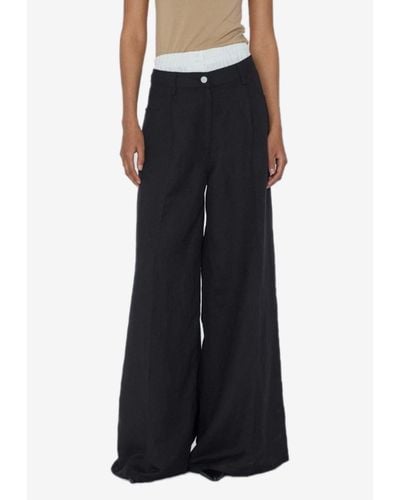 Remain Wide-Leg Double-Waistband Trousers - Black