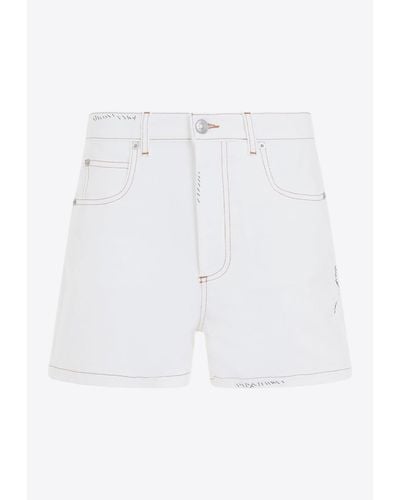 Marni Floral Patch Denim Shorts - White