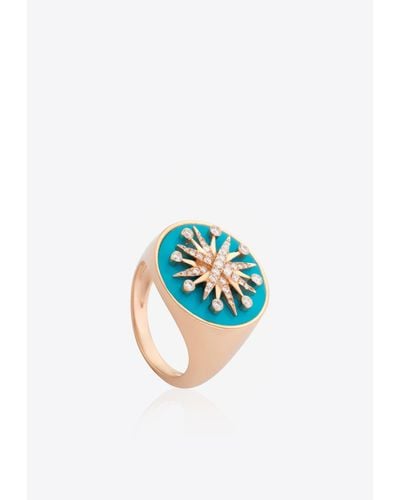 Falamank Diamond Splash Collection Ring - Blue