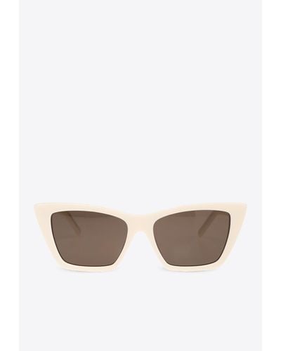Saint Laurent Mica Squared Cat-Eye Sunglasses - White