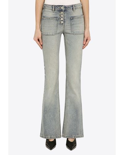 Courreges Washed-Effect Flared Jeans - Grey