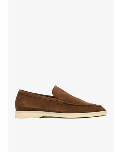 Loro Piana Summer Walk Suede Loafers - Brown