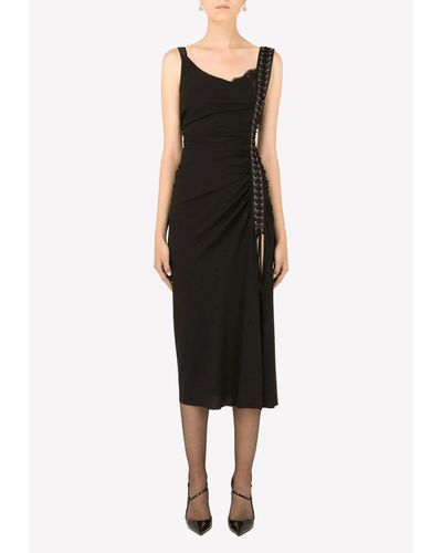 Dolce & Gabbana Sleeveless Lace-up Midi Dress - Black