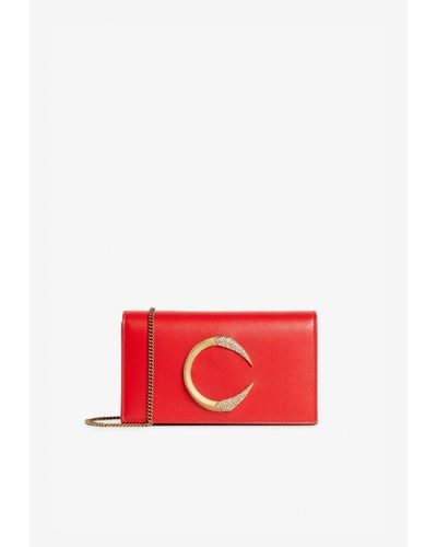 Roberto Cavalli Small Crystal-embellished C Logo Shoulder Bag - Red